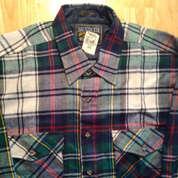NWT Deadstock Vintage Backpacker Outdoors Flannel Button Down Shirt - Picture 1 of 9